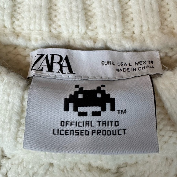 ZARA Women's Large X Space Invaders Pacman Rachatte Crew Neck Sweater Vest Crop - Picture 3 of 8